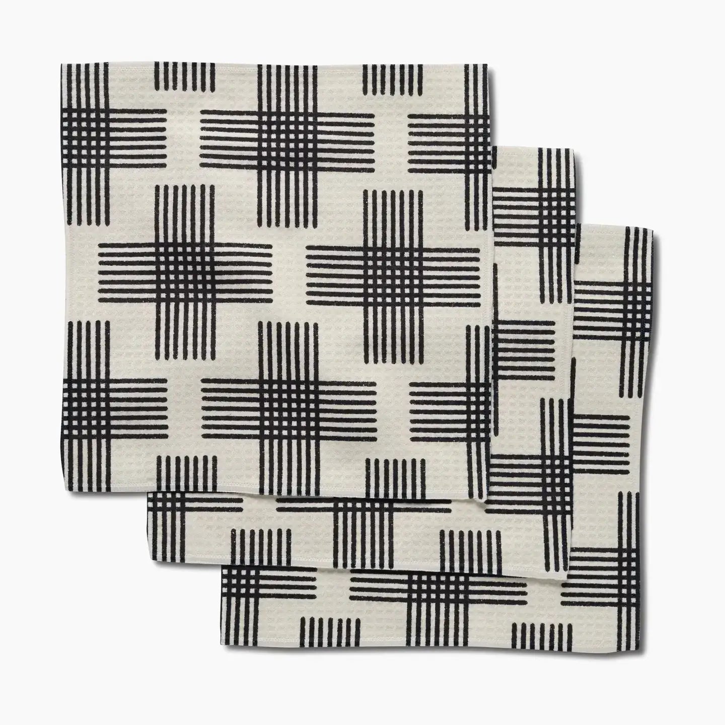 dishcloth set - microfiber - cross hatch black/white by geometry house