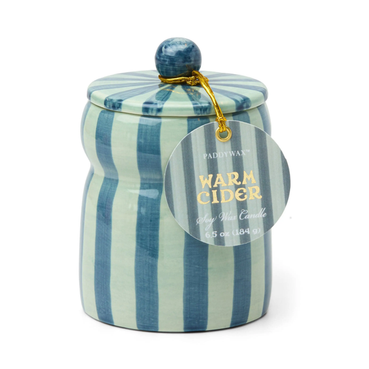 Candle | Cabana Stripe | Blue/Navy - Warm Cider