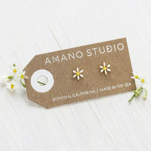 earrings - daisy stud - 24k gold plate by amano studio