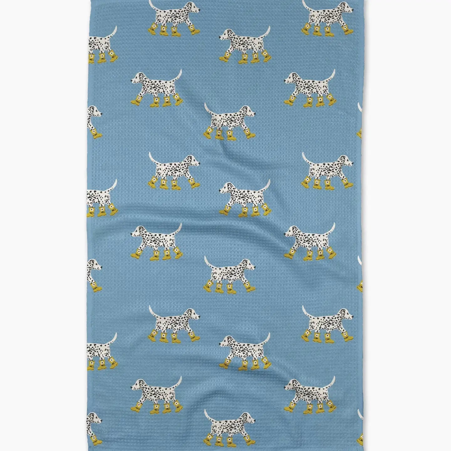 tea towel - microfiber - dalmatian in boots blue by geometry house