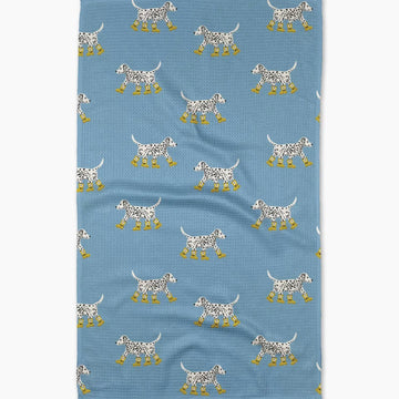 tea towel - microfiber - dalmatian in boots blue by geometry house