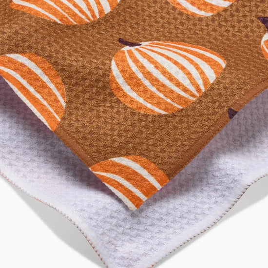 tea towel - microfiber autumn - dancing pumpkins by geometry house