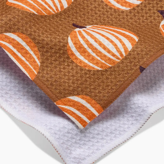tea towel - microfiber autumn - dancing pumpkins by geometry house