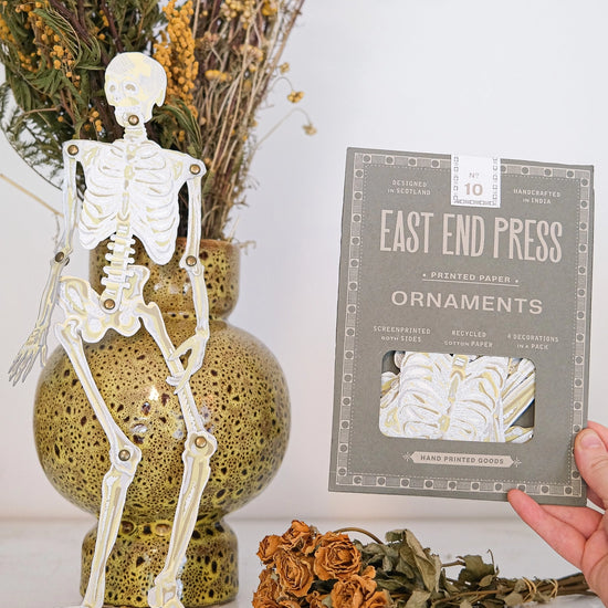 ornaments - recycled cotton paper - dancing skeletons by east end press