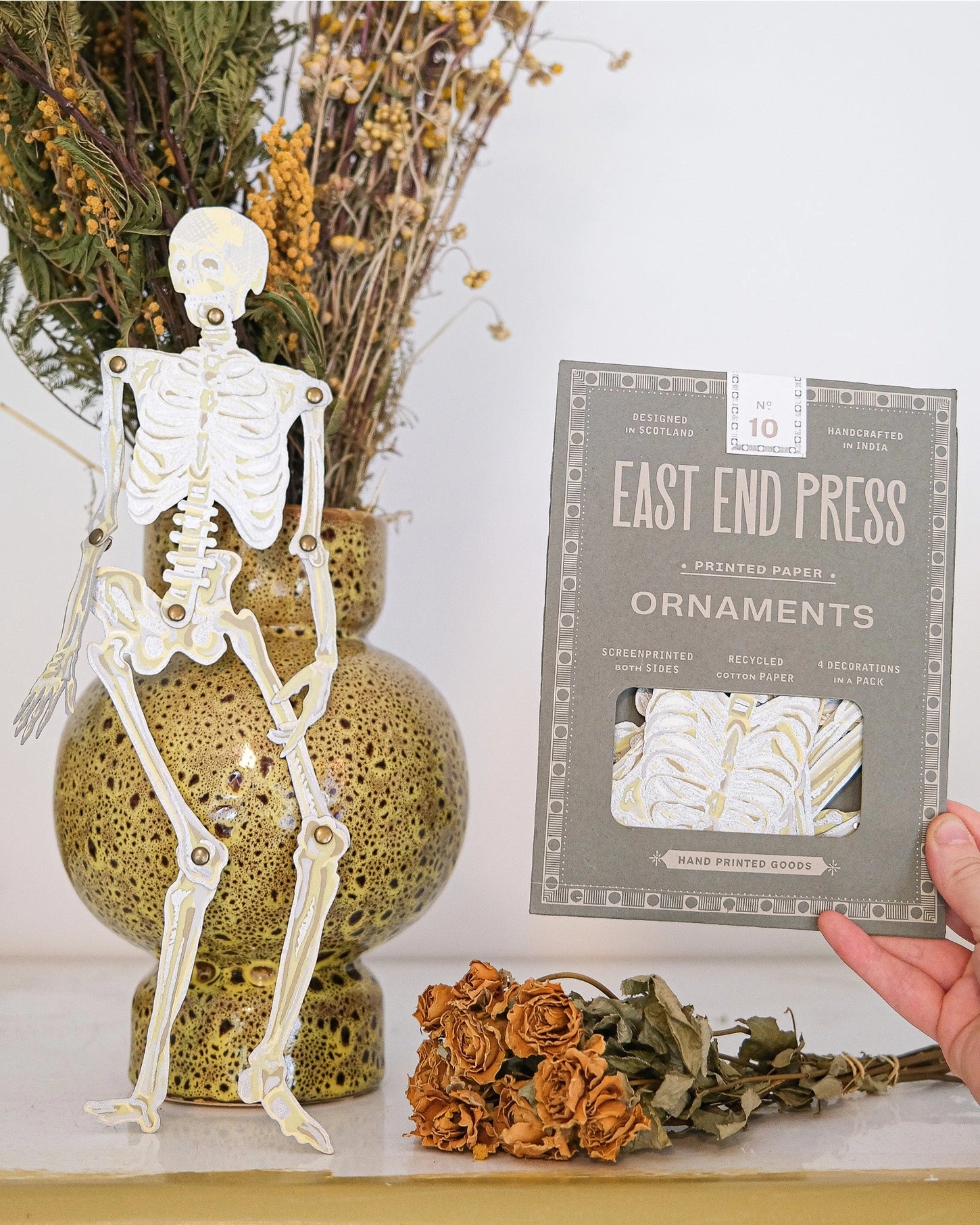 ornaments - recycled cotton paper - dancing skeletons by east end press