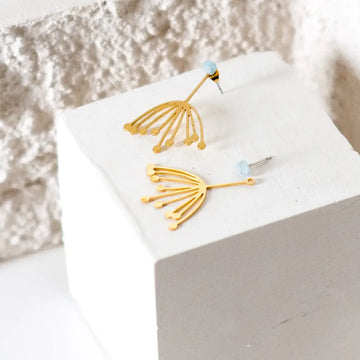 earrings - dandy layered stud - raw quartz stone by peter and june