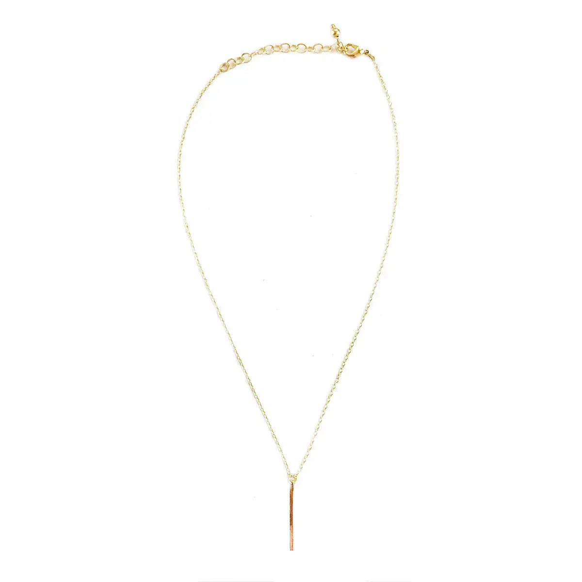 necklace - dangling bar pendant - gold by worldfinds