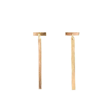 earrings - dangling bar posts - gold by worldfinds