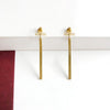 earrings - dangling bar posts - gold by worldfinds