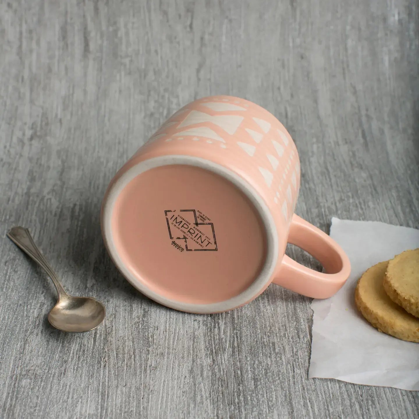 mug - studio - pink imprint - stoneware by now designs