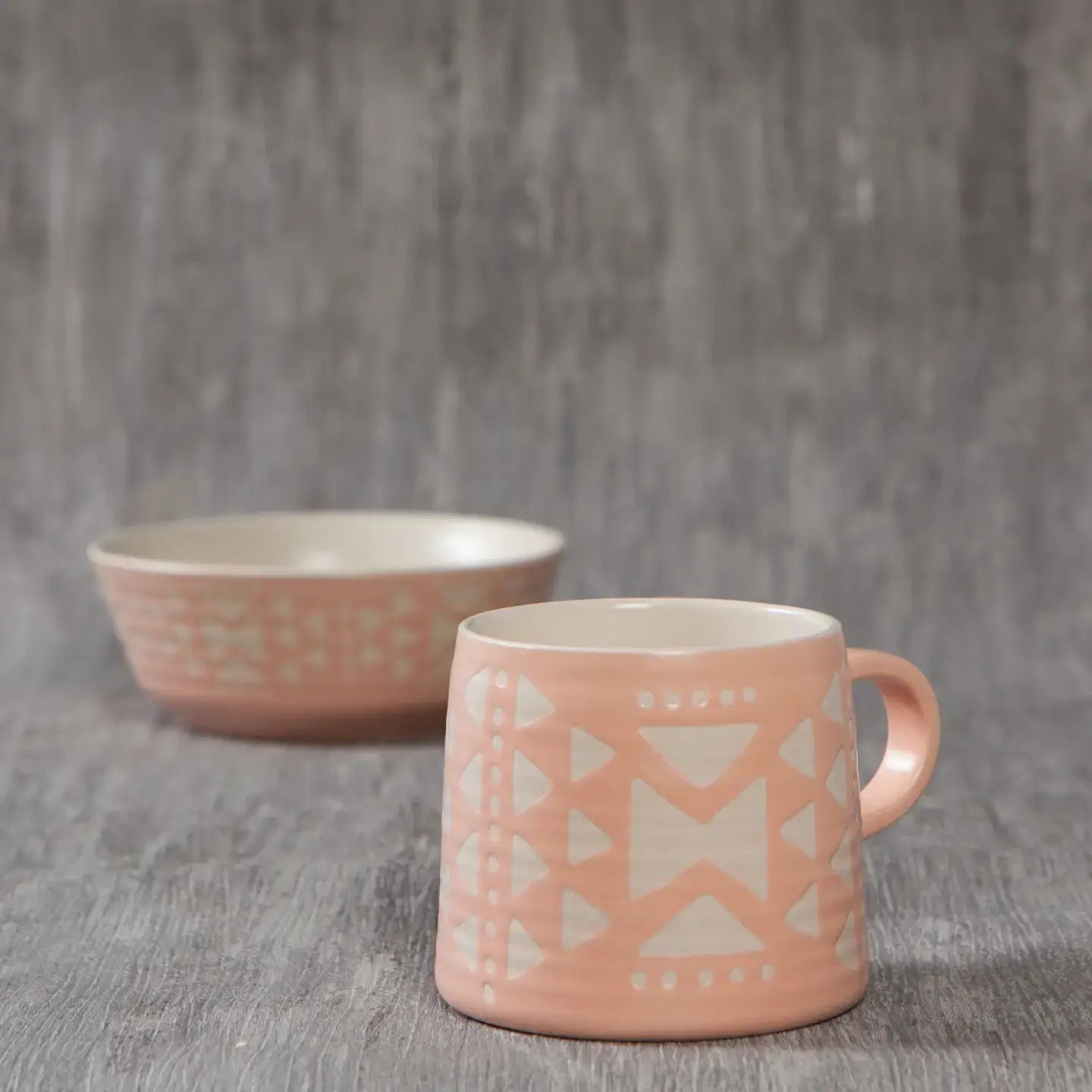 mug - studio - pink imprint - stoneware by now designs