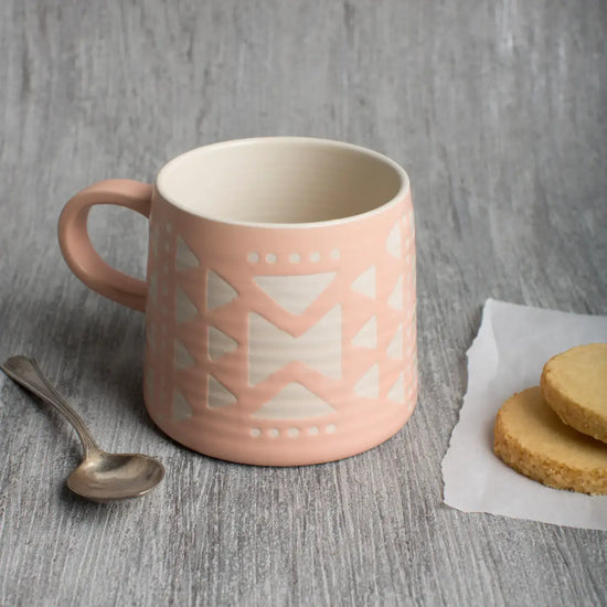 mug - studio - pink imprint - stoneware by now designs