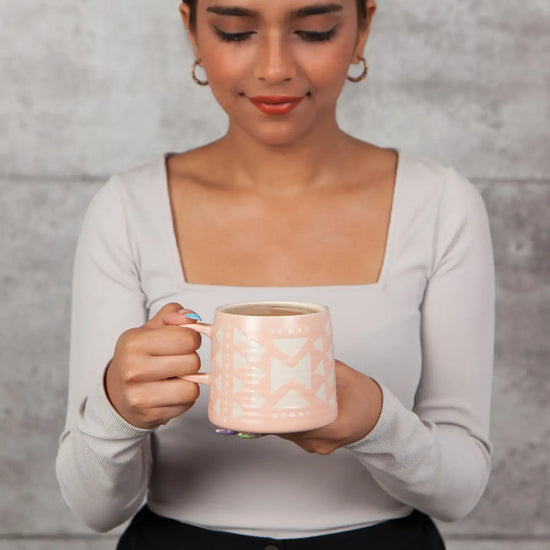 mug - studio - pink imprint - stoneware by now designs