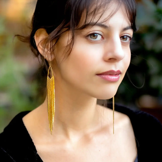 earrings - 18k gold plate - long dangle by peter and june