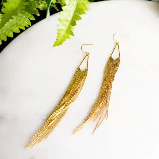 earrings - 18k gold plate - long dangle by peter and june