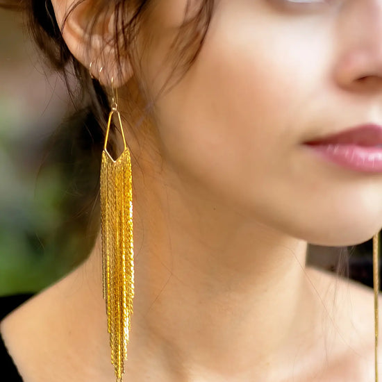 earrings - 18k gold plate - long dangle by peter and june