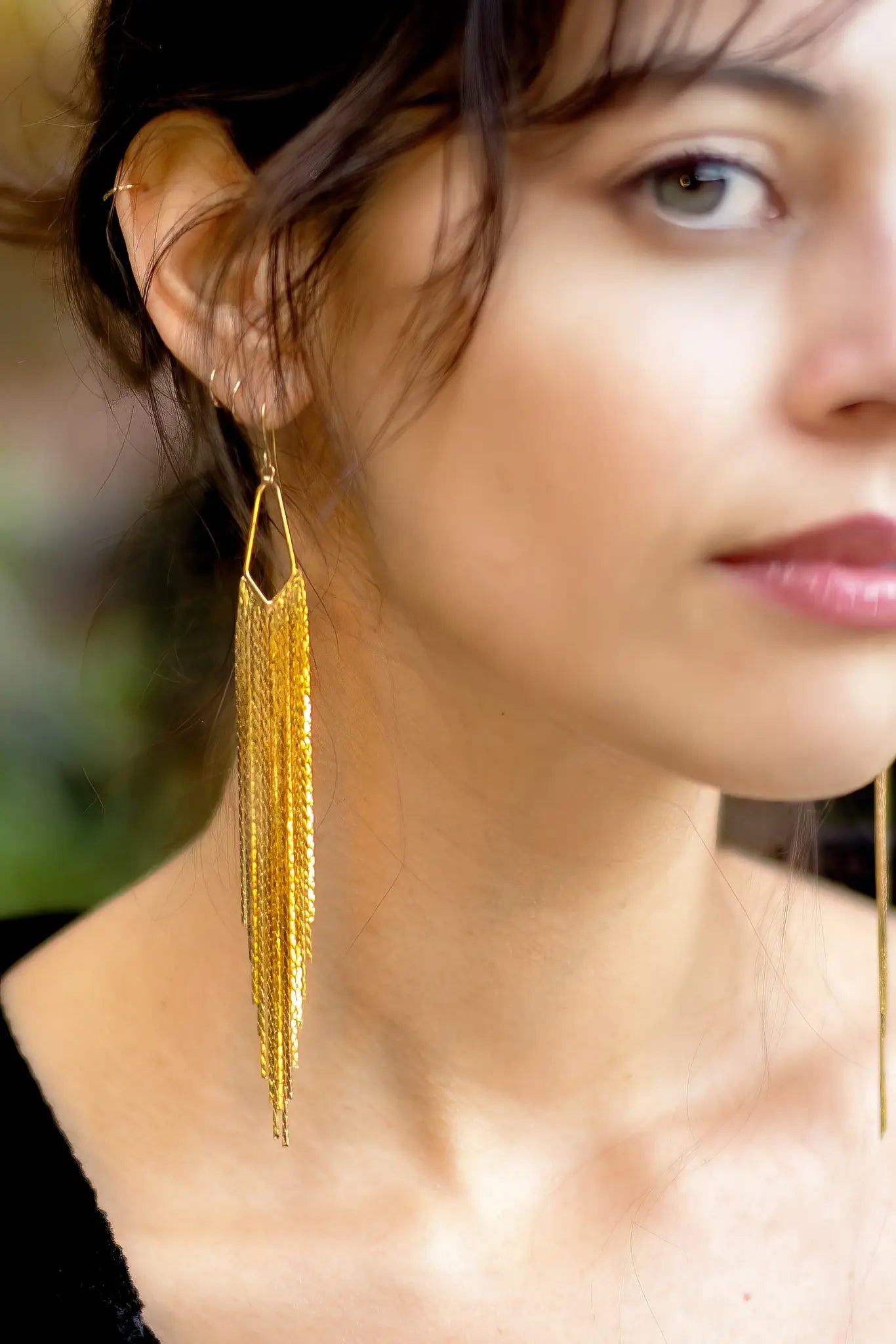 earrings - 18k gold plate - long dangle by peter and june
