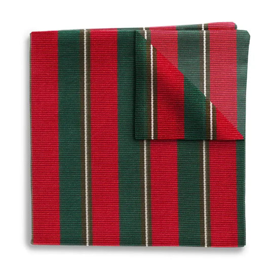 pocket square - silk - red/green stripe by beau ties of vermont