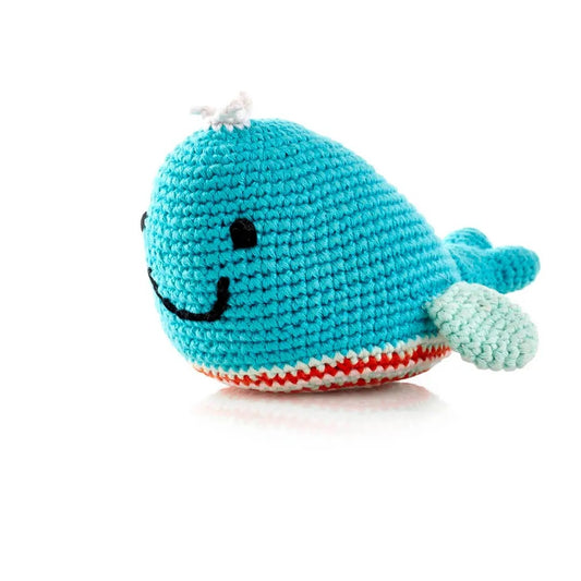 crochet rattle - blue whale by pebble