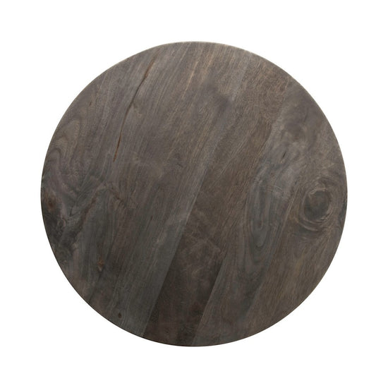 table - black round mango wood + metal base by creative co-op
