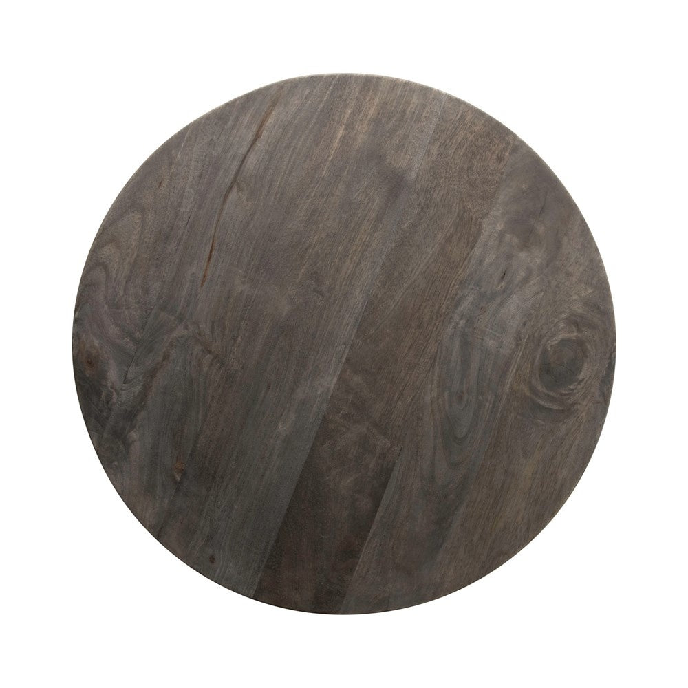 table - black round mango wood + metal base by creative co-op