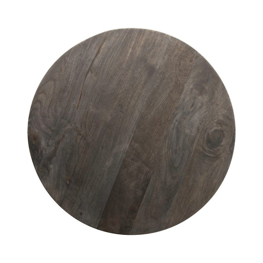 table - black round mango wood + metal base by creative co-op