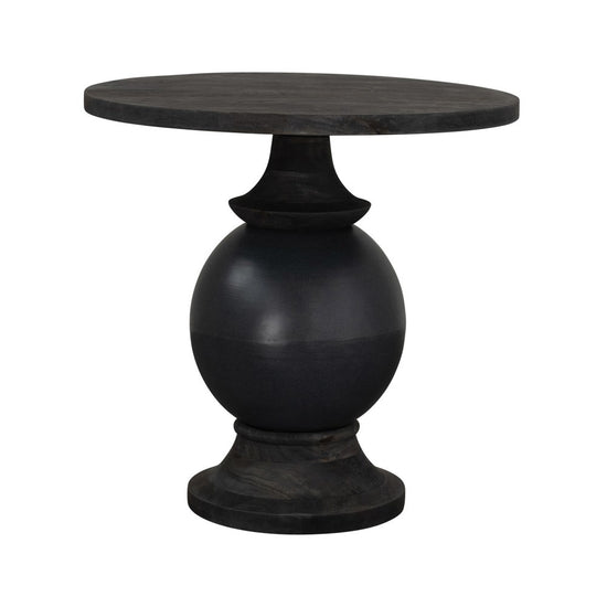 table - black round mango wood + metal base by creative co-op
