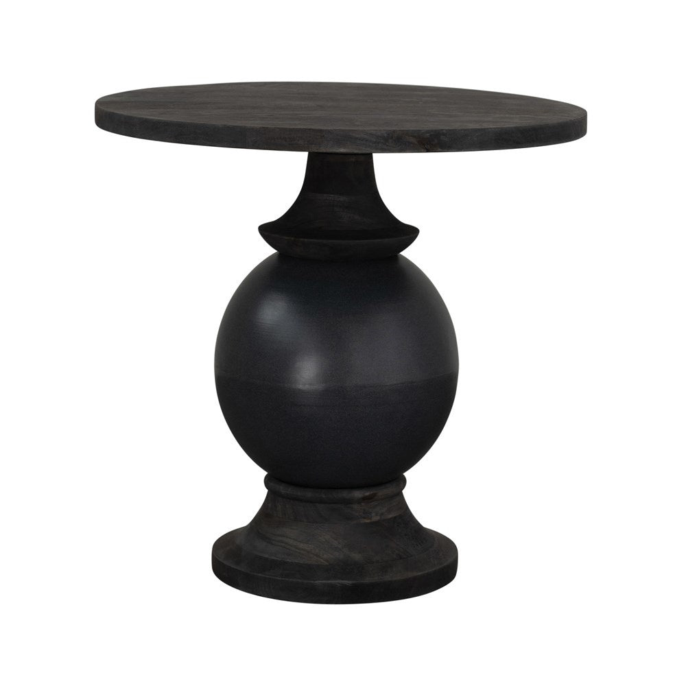 table - black round mango wood + metal base by creative co-op