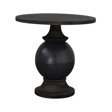 table - black round mango wood + metal base by creative co-op
