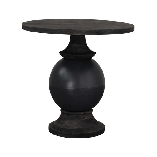 table - black round mango wood + metal base by creative co-op