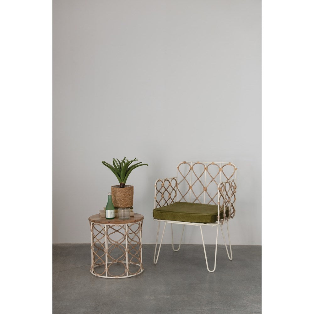 stool - metal & cane - round by creative co-op