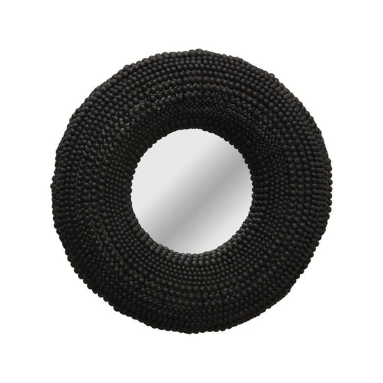 mirror - round wood beaded - 30" by creative co-op