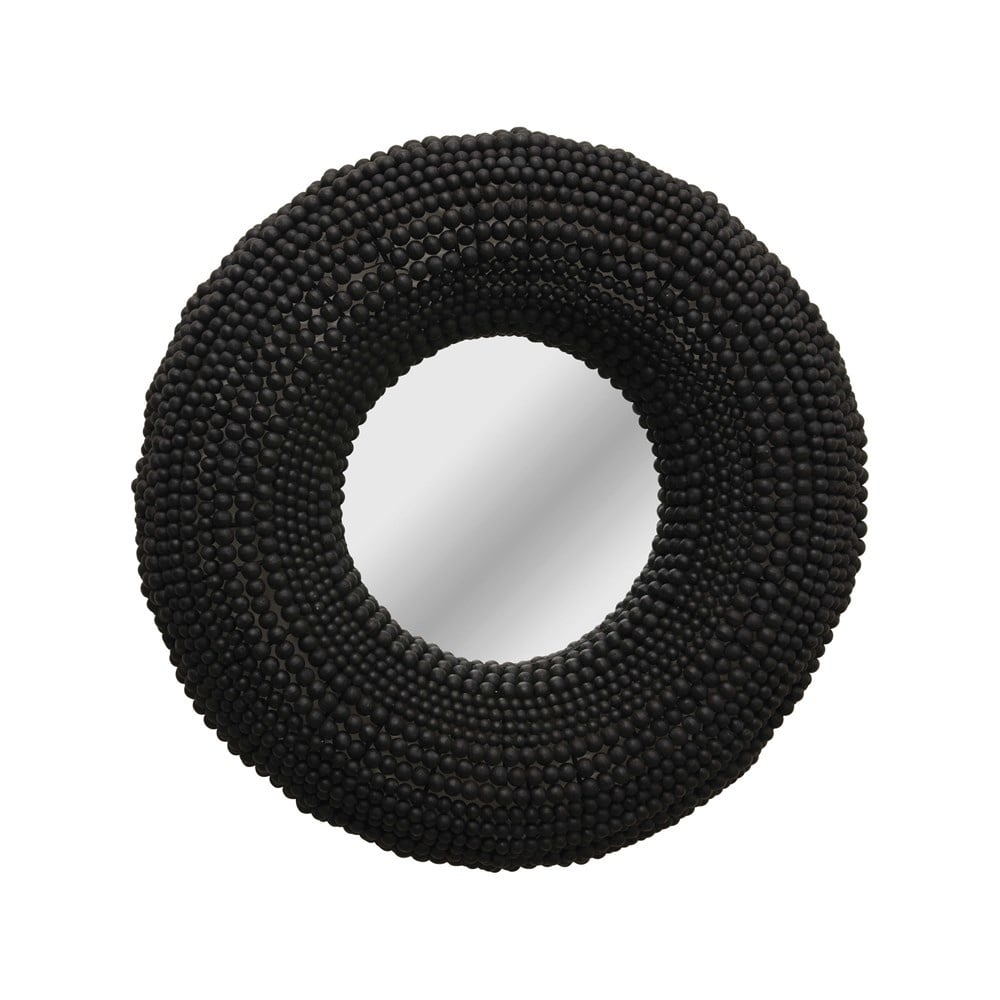 mirror - round wood beaded - 30" by creative co-op