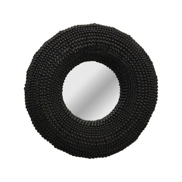 mirror - round wood beaded - 30" by creative co-op