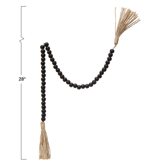 garland + tassel - black & jute by creative co-op