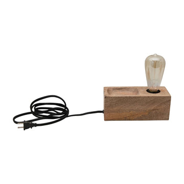 lamp - square mango wood by creative co-op