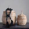 garland w/tassel - black acacia + raffia by creative co-op