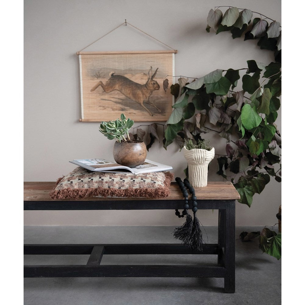 garland w/tassel - black acacia + raffia by creative co-op
