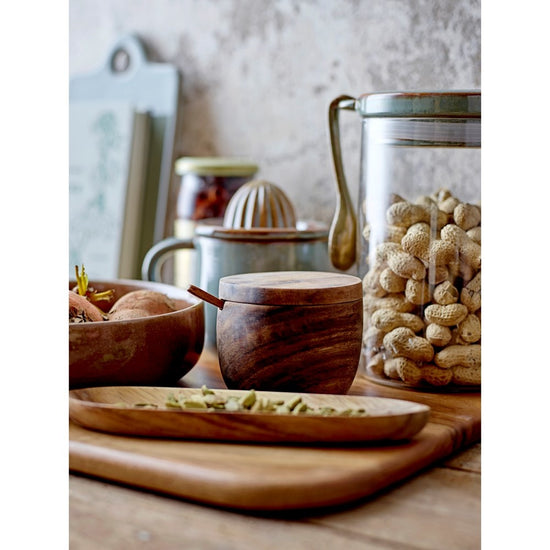 canister + spoon - acacia wood - 3" by creative co-op