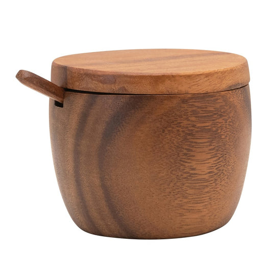 canister + spoon - acacia wood - 3" by creative co-op