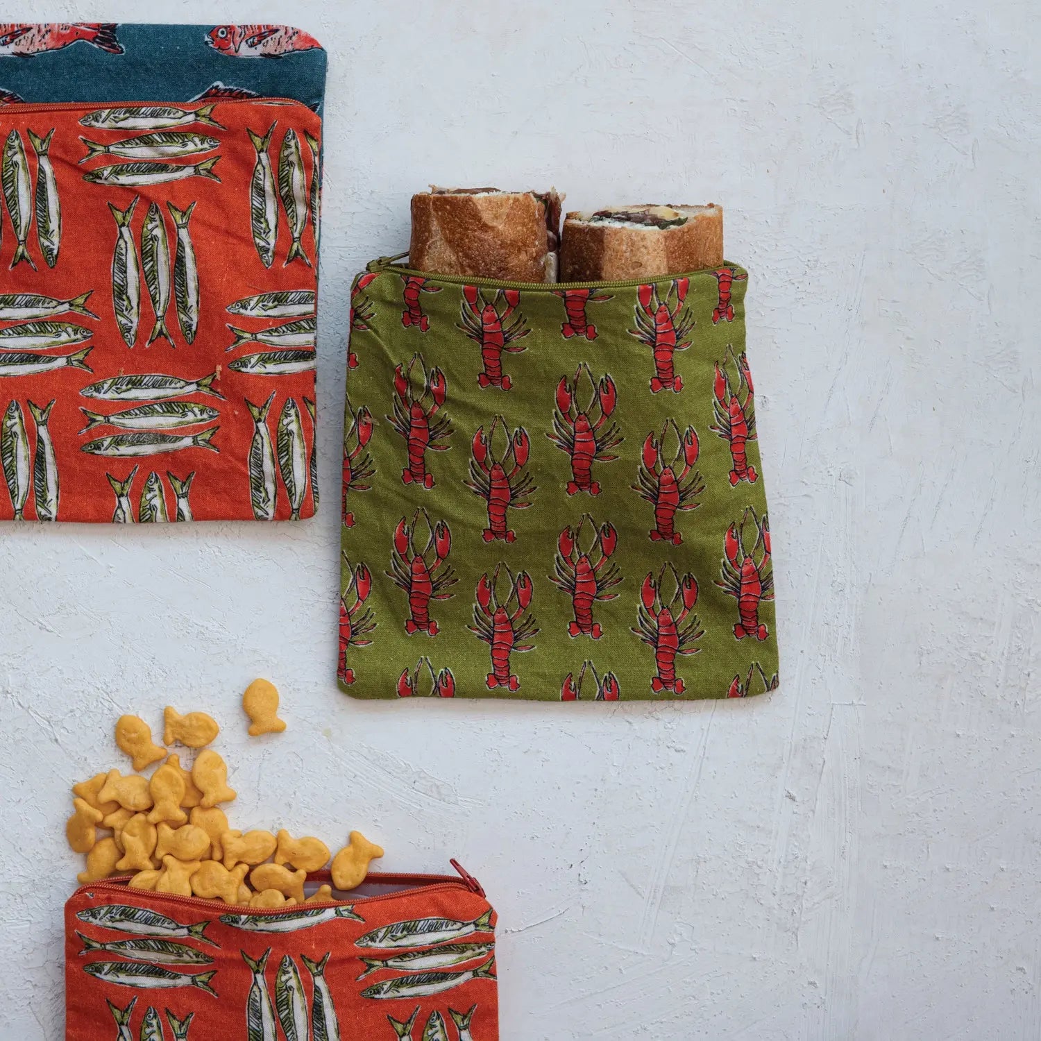 pouch - food-safe 7x7 - sea life by creative co-op