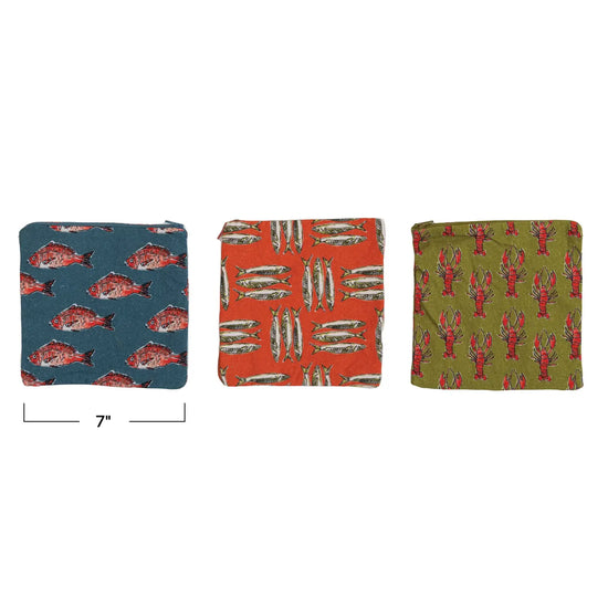 pouch - food-safe 7x7 - sea life by creative co-op
