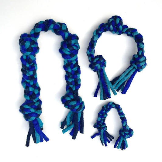 dog toy - knotted rope pull - blue/turquoise by karma cat/distinctly himalayan