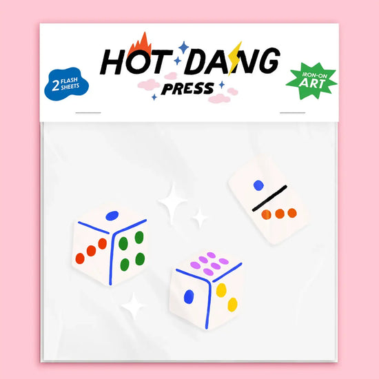 art - buddies - iron-on - dice & dominoes by hot dang press