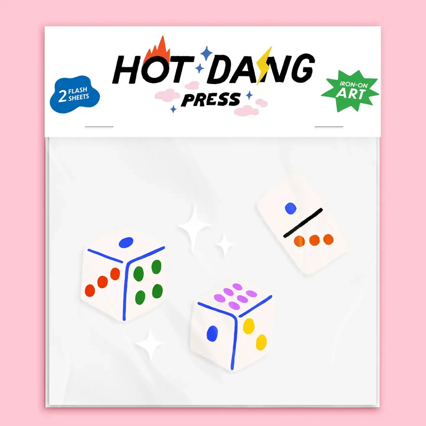art - buddies - iron-on - dice & dominoes by hot dang press