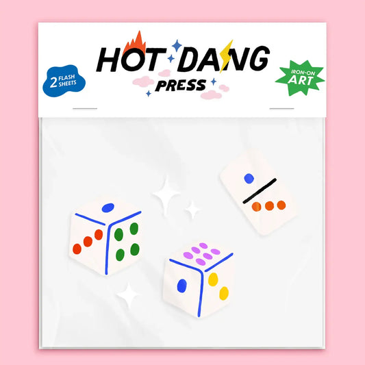 art - buddies - iron-on - dice & dominoes by hot dang press