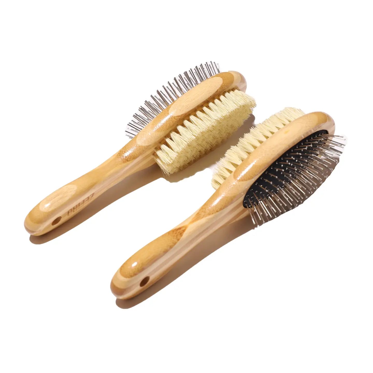 dog brush - two-sided bamboo - sisal bristles/wire brush by zefiro