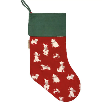stocking - cotton red & green - dog by primitives by kathy