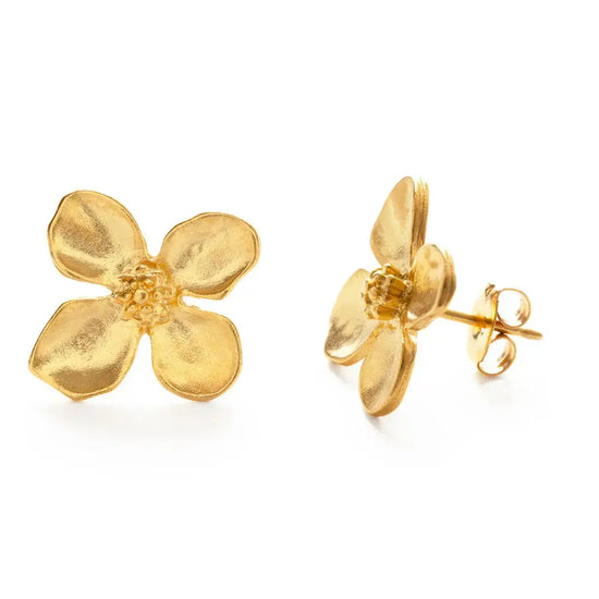 earrings - dogwood flower stud - 14kgp by amano studio