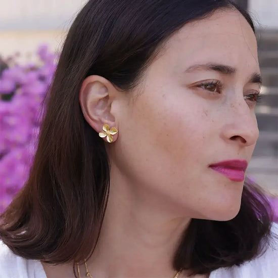 earrings - dogwood flower stud - 14kgp by amano studio